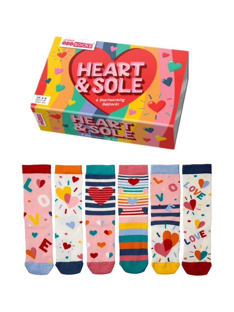 United Odd Socks White Heart and Sole 6 Odd Socks To Mix and Mismatch - Image 1 of 4