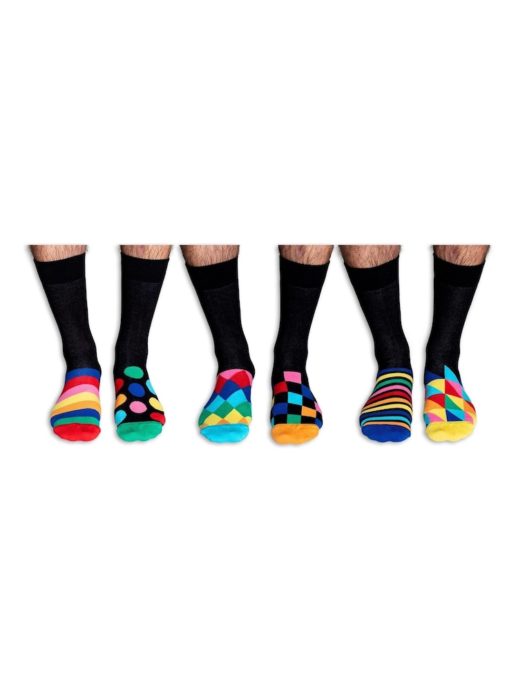 United Odd Socks Black The Sock Exchange 6 Odd Socks To Mix and Mismatch - Image 2 of 2
