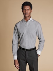 Charles Tyrwhitt Grey Slim Fit Non-Iron Winchester Bengal Stripe 100% Cotton Shirt - Image 1 of 7