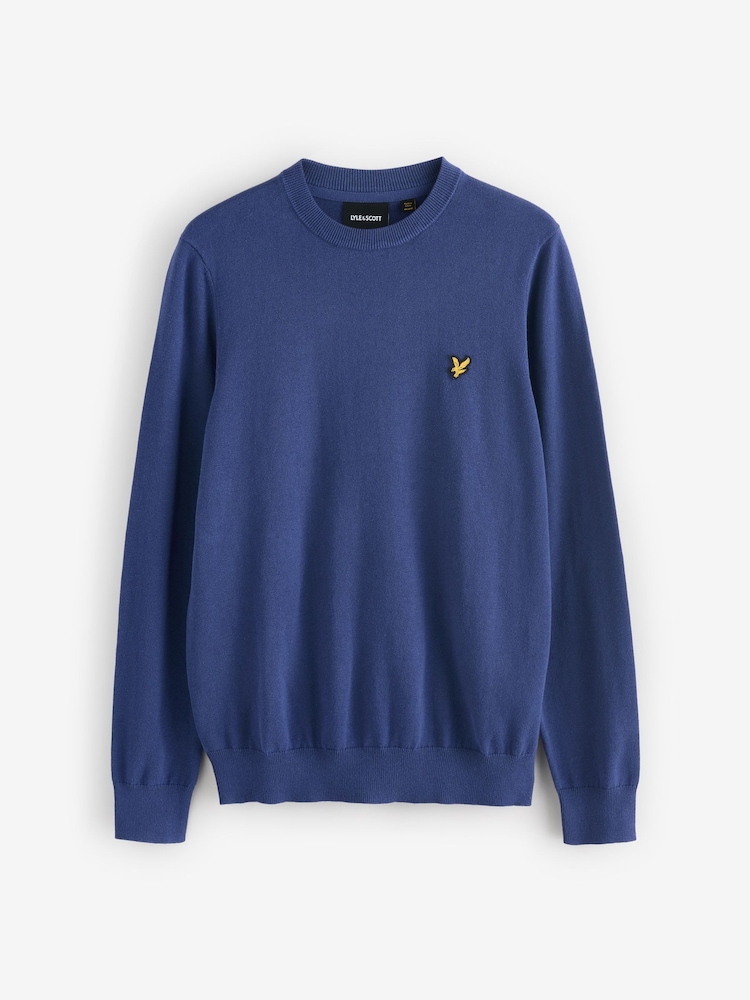 Lyle & Scott Blue Cotton Crew Neck Jumper - Image 5 of 5