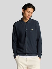 Lyle & Scott Blue Linen Blend Knitted Shirt - Image 1 of 4