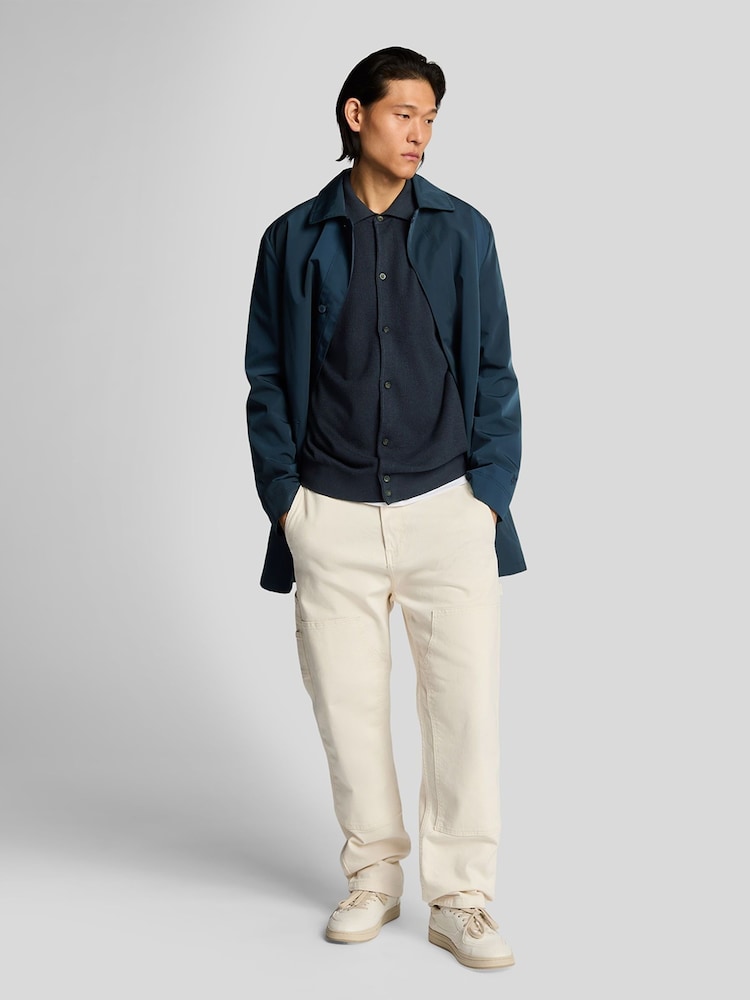 Lyle & Scott Blue Linen Blend Knitted Shirt - Image 2 of 4