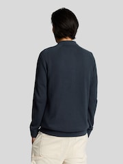 Lyle & Scott Blue Linen Blend Knitted Shirt - Image 3 of 4