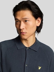 Lyle & Scott Blue Linen Blend Knitted Shirt - Image 4 of 4