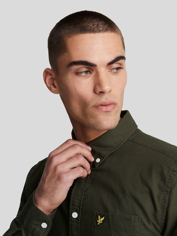 Lyle & Scott Green 100% Cotton Plain Oxford Shirt - Image 4 of 4