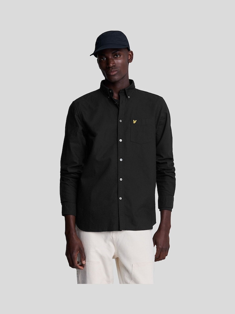 Lyle & Scott Black Cotton Plain Oxford Shirt - Image 1 of 5