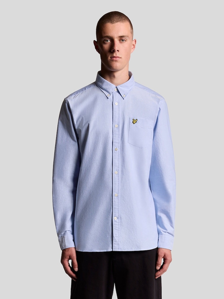 Lyle & Scott Blue Dark Cotton Oxford Shirt - Image 1 of 3