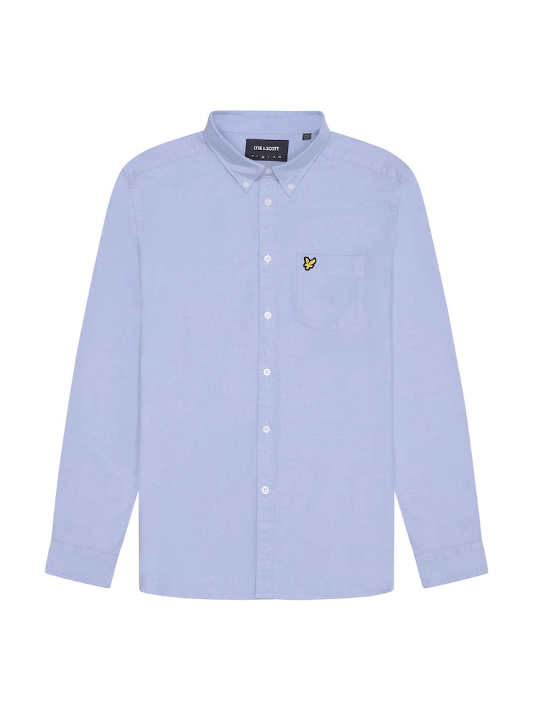 Lyle & Scott Blue Dark Cotton Oxford Shirt - Image 3 of 3