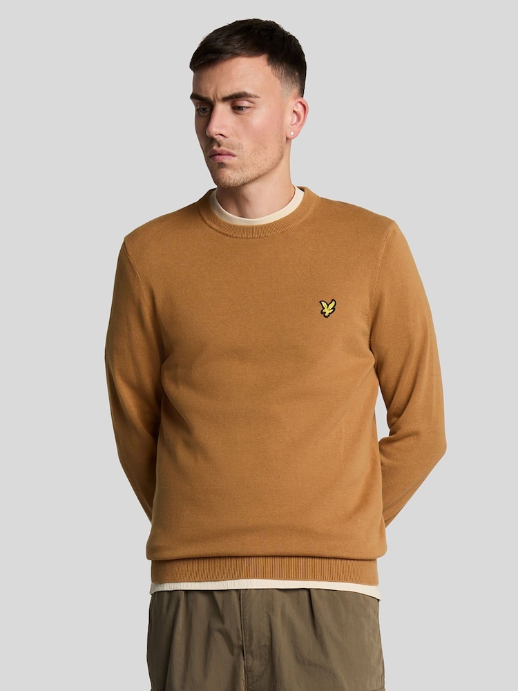 Lyle & Scott Brown Cotton Crew Neck Jumper - Image 1 of 4