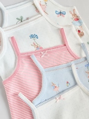 Cream Strawberry Bunny Baby Strappy 100% Cotton Vest Bodysuits 5 Pack - Image 10 of 12