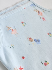 Cream Strawberry Bunny Baby Strappy 100% Cotton Vest Bodysuits 5 Pack - Image 11 of 12
