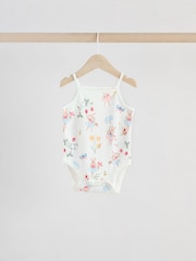 Cream Strawberry Bunny Baby Strappy 100% Cotton Vest Bodysuits 5 Pack - Image 2 of 12