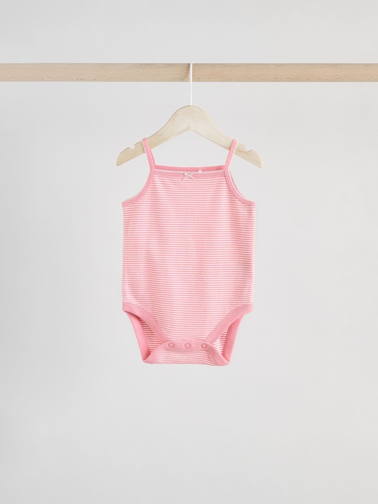 Cream Strawberry Bunny Baby Strappy 100% Cotton Vest Bodysuits 5 Pack - Image 3 of 12