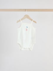 Cream Strawberry Bunny Baby Strappy 100% Cotton Vest Bodysuits 5 Pack - Image 4 of 12