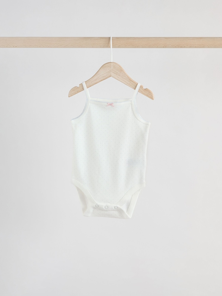 Cream Strawberry Bunny Baby Strappy 100% Cotton Vest Bodysuits 5 Pack - Image 6 of 12