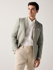 Sage Green Slim Fit Soft Touch Textured Jersey Blazer - Image 1 of 10