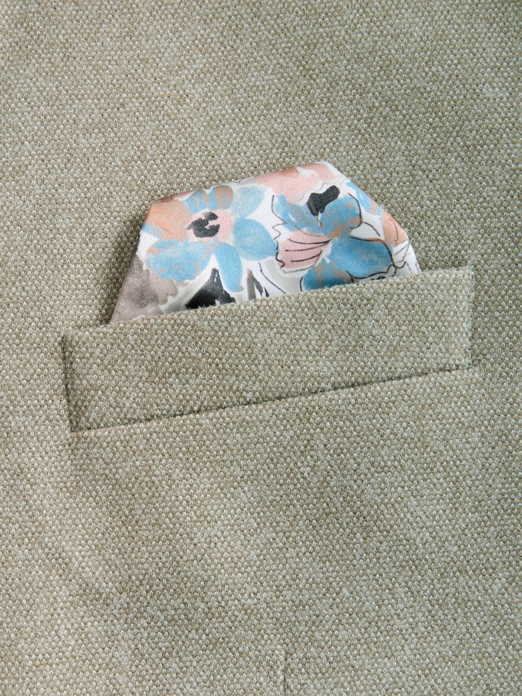 Sage Green Slim Fit Soft Touch Textured Jersey Blazer - Image 10 of 10