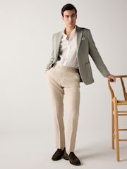Sage Green Slim Fit Soft Touch Textured Jersey Blazer - Image 2 of 10