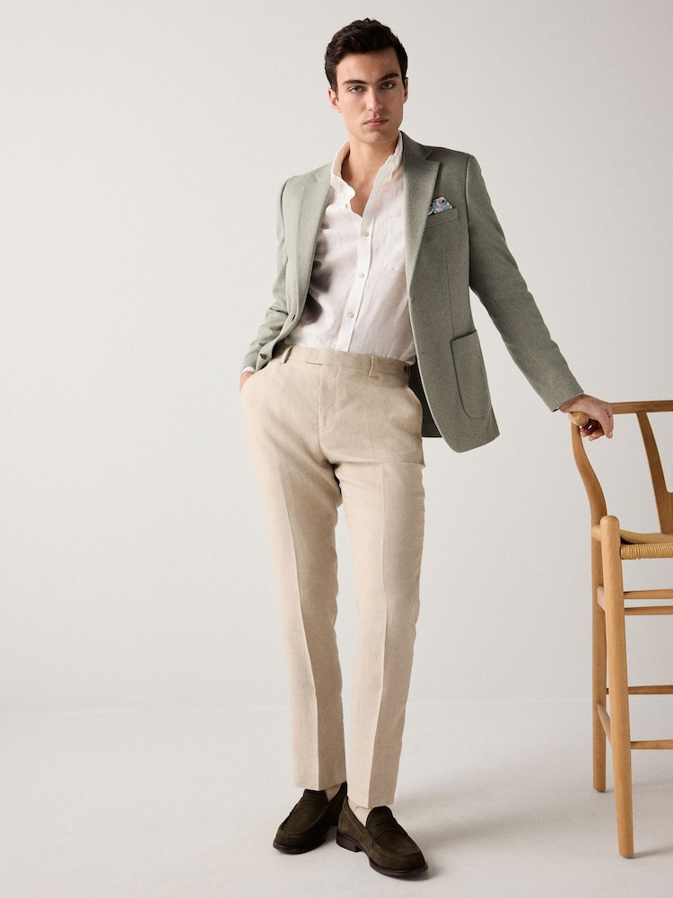 Sage Green Slim Fit Soft Touch Textured Jersey Blazer - Image 2 of 10