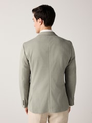 Sage Green Slim Fit Soft Touch Textured Jersey Blazer - Image 3 of 10