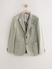Sage Green Slim Fit Soft Touch Textured Jersey Blazer - Image 6 of 10