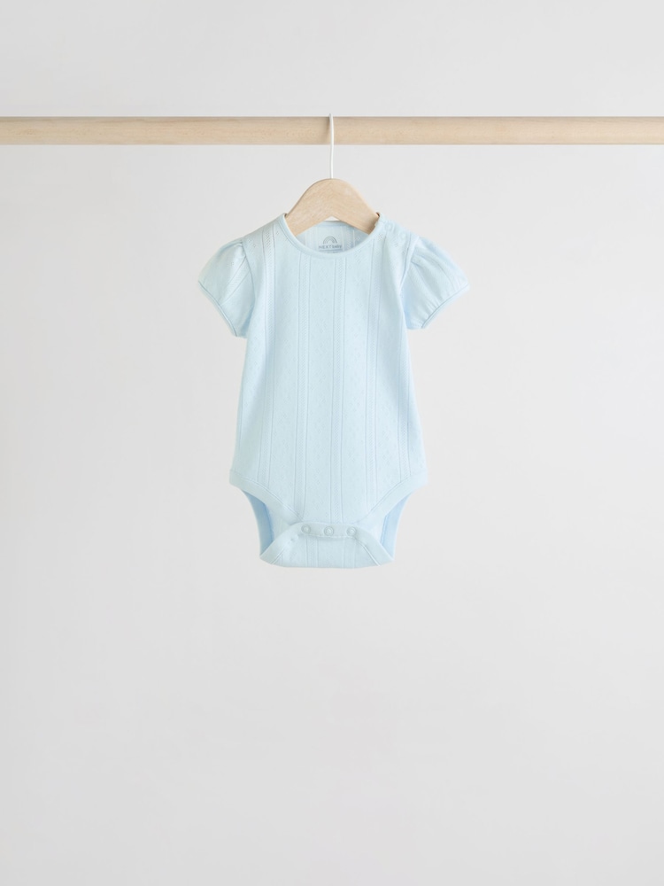 Pastels Short Sleeve Pointelle Baby Bodysuits 5 Pack - Image 4 of 12
