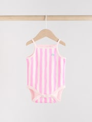 Multi stripe Strappy Vest Baby 100% Cotton Bodysuits 3 Pack - Image 3 of 11