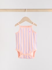 Multi stripe Strappy Vest Baby 100% Cotton Bodysuits 3 Pack - Image 4 of 11