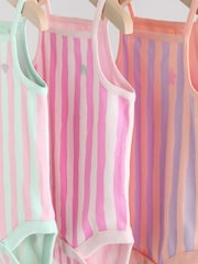 Multi stripe Strappy Vest Baby 100% Cotton Bodysuits 3 Pack - Image 7 of 11