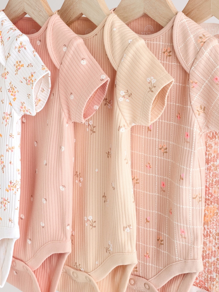 Petit motif abricot - Lot de 5 bodys à manches courtes pour bébé 100% coton - Image 10 of 13
