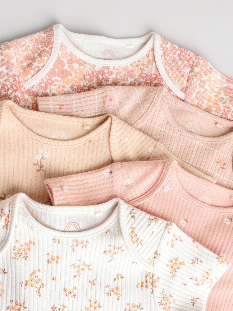 Petit motif abricot - Lot de 5 bodys à manches courtes pour bébé 100% coton - Image 12 of 13