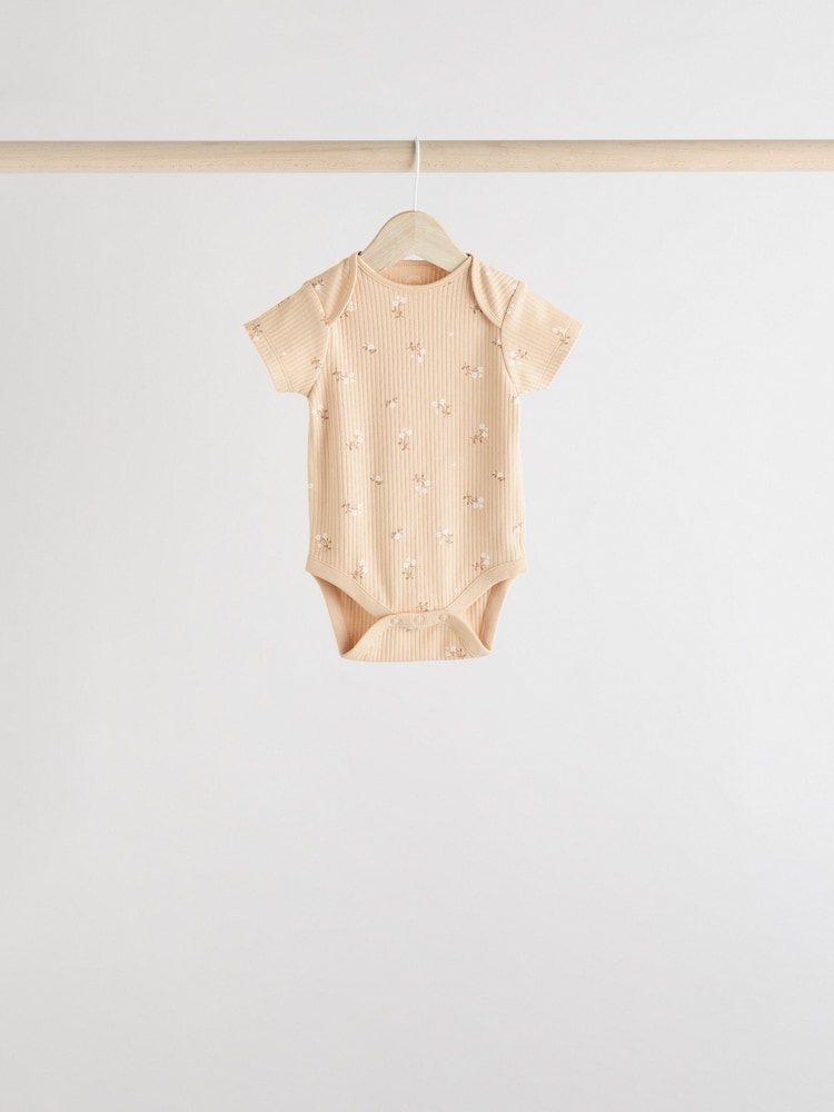 Petit motif abricot - Lot de 5 bodys à manches courtes pour bébé 100% coton - Image 3 of 13