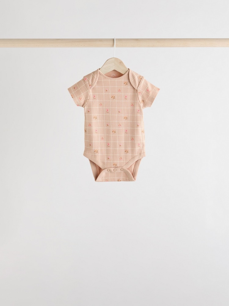 Petit motif abricot - Lot de 5 bodys à manches courtes pour bébé 100% coton - Image 4 of 13