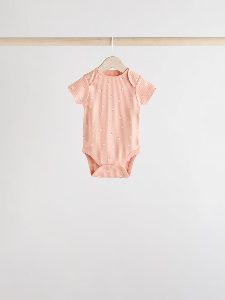 Petit motif abricot - Lot de 5 bodys à manches courtes pour bébé 100% coton - Image 5 of 13