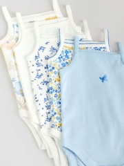 Blue Ditsy Baby Strappy Vest 100% Cotton Bodysuit 5 Pack - Image 10 of 13