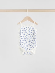 Blue Ditsy Baby Strappy Vest 100% Cotton Bodysuit 5 Pack - Image 4 of 13