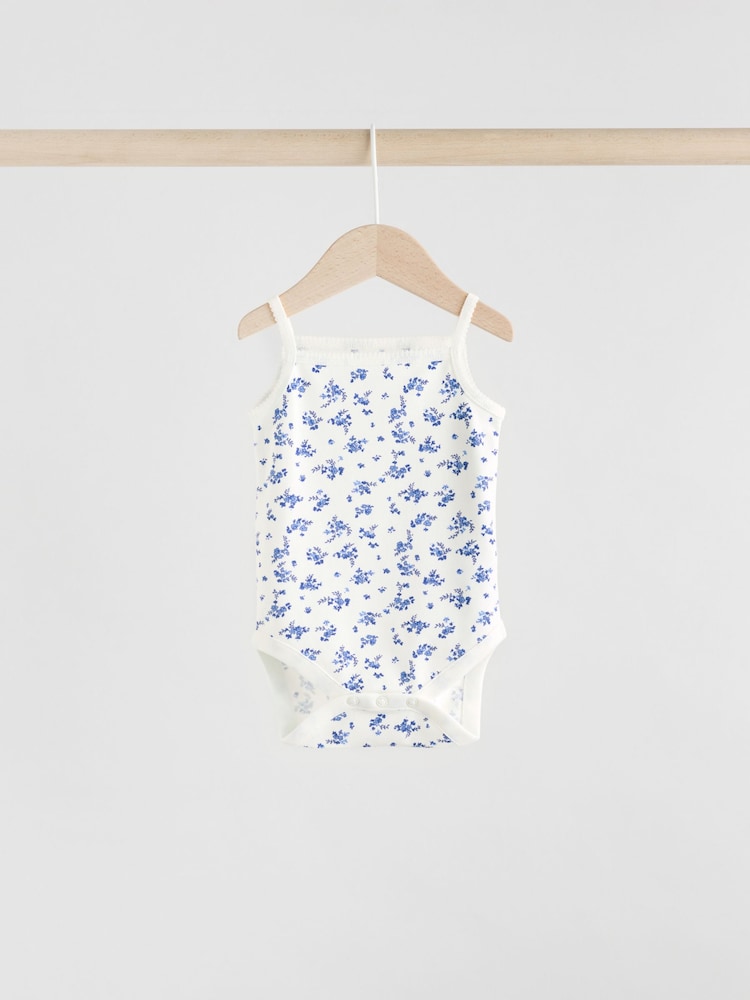 Ditsy bleu - Débardeur à bretelles bébé 100% coton Lot de 5 - Image 4 of 13