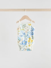 Blue Ditsy Baby Strappy Vest 100% Cotton Bodysuit 5 Pack - Image 6 of 13