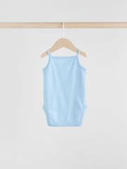 Blue Ditsy Baby Strappy Vest 100% Cotton Bodysuit 5 Pack - Image 8 of 13