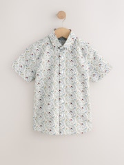 Blue Floral Short Sleeves 100% Cotton Shirt - Image 1 of 1