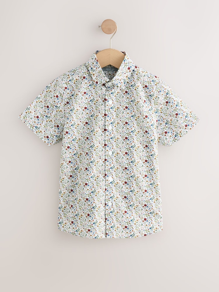 Blue Floral Short Sleeves 100% Cotton Shirt - Image 1 of 1