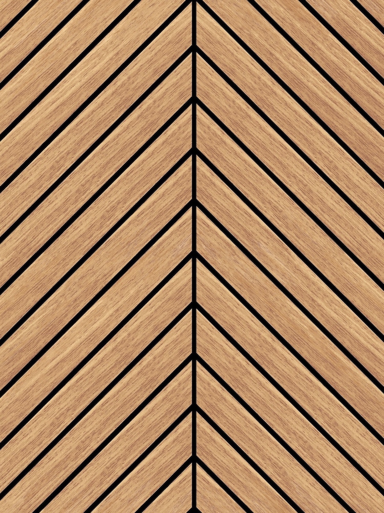 Hoopla Walls Oak Chevron Slat Wallpaper - Image 2 of 2 Hoopla Walls Oak Chevron Slat Wallpaper - Image 2 of 2