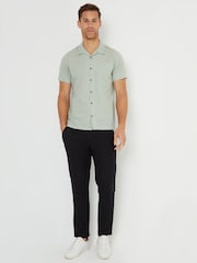 Threadbare Green Cotton Revere Collar Short Sleeve 100% Cotton Shirt - Image 3 of 4