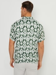 Threadbare Light Green Print Revere Collar Short Sleeve Shirt - Image 2 of 4
