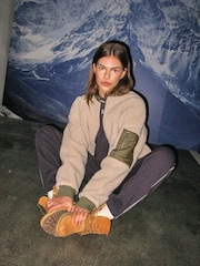 NOISY MAY Cream Faux Shearling Textured Bomber Jacket - Image 1 of 7