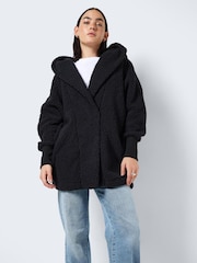 NOISY MAY Black Long Sleeve Teddy Coat - Image 1 of 5