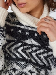 NOISY MAY Cream Roll Neck Fairisle Pattern Christmas Jumper - Image 5 of 6