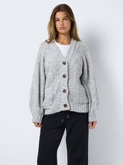 NOISY MAY Grey Long Sleeve Knitted Button Down Cardigan - Image 1 of 7