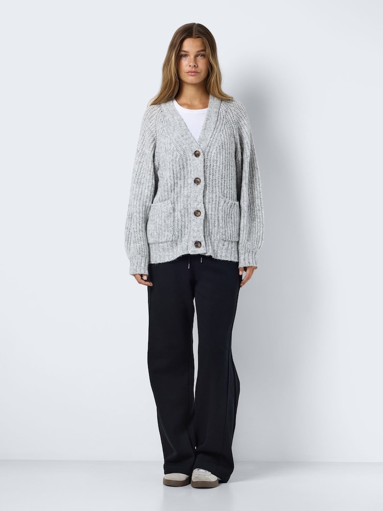 NOISY MAY Grey Long Sleeve Knitted Button Down Cardigan - Image 2 of 7