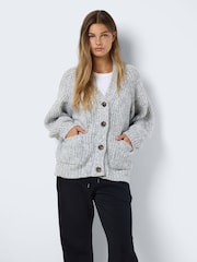 NOISY MAY Grey Long Sleeve Knitted Button Down Cardigan - Image 4 of 7
